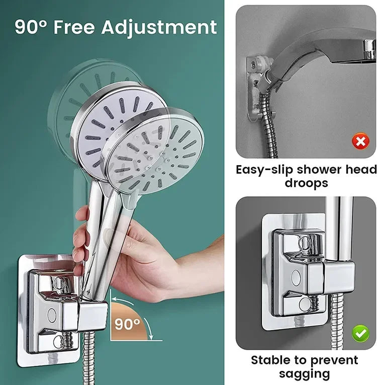 Adjustable Wall-Mounted Shower Head Holder – Self-Adhesive Handheld Bracket, Bathroom Accessories