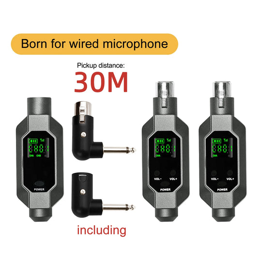 UHF Wireless Microphone Converter: XLR Transmitter and Receiver System for Dynamic Microphones