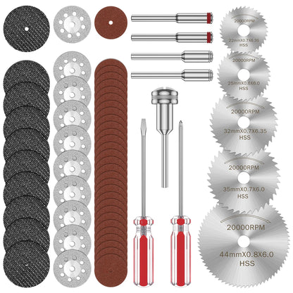 Diamond Saw Blade Set for Dremel - Abrasive Cutting Discs with Mandrels, Metal Cutting Rotary Tool Accessories