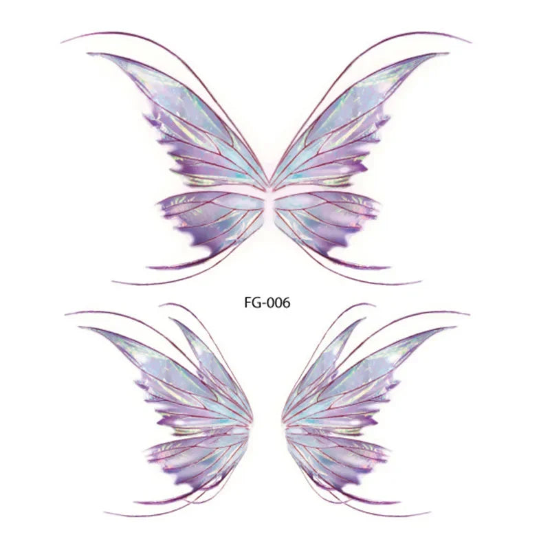 Fairy Butterfly Wings Shiny Tattoo Sticker: Waterproof Eyes Face Hand Body Art for Women - Fake Tattoos for Makeup, Dance, Music Festivals