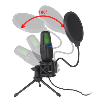 USB RGB Microphone – Condenser Gaming Mic for Podcast Recording, Studio, Streaming, Laptop, and Desktop PC