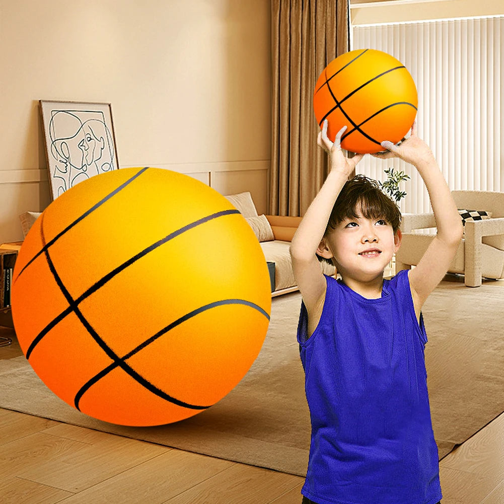 Kids Bouncing Mute Basketball – Silent Squeezable Foam Ball, Indoor Bounce Basketball, Quiet Football for Kids