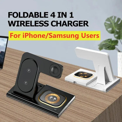 3 in 1 Wireless Charger Stand - Fast Charging Dock for iPhone 15/14/13/12, Samsung S23/S22, Galaxy Watch 5/4, Active, and Buds