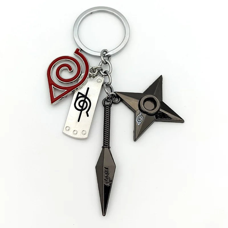 Naruto Anime Keychain - Ninja Kunai, Shuriken & Red Cloud Accessories for Car, Backpack - Perfect Gift for Fans