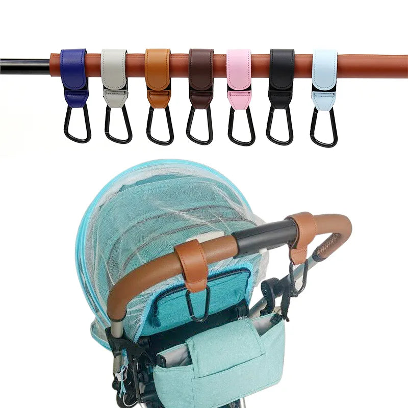 Convenient PU Leather Stroller Hooks: 1/2pcs 360 Degree Rotating Baby Bag Stroller Hooks - Organize with Ease, Versatile Cart Organizer & Crochet Accessory