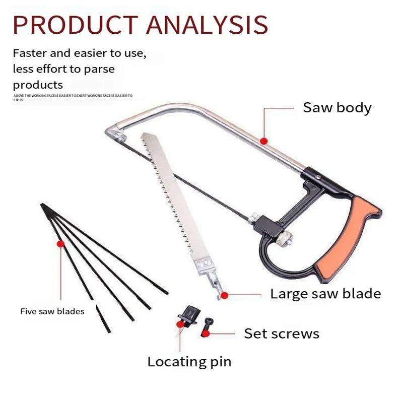 Versatile 8-in-1 Hand Saw Kit: Multi-Purpose Steel Saw for Metal, Wood, and Glass - Includes 6 Blades for Woodworking, Metalworking, and Hobby Models