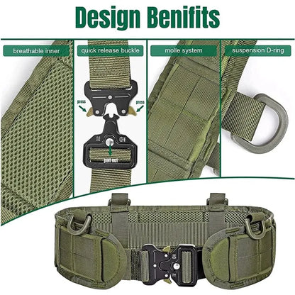 Adjustable Tactical Battle Belt: Military Airsoft Waist Band with Quick Release Buckle - Outdoor Hunting Waistband