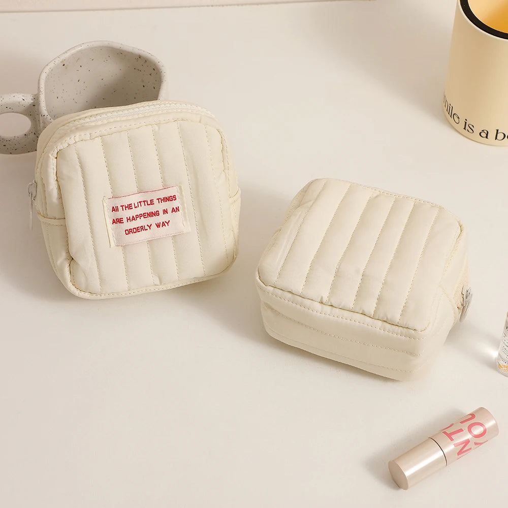 Organize Your Essentials: Korean Square Small Makeup Bag - Perfect for Students, Earphones, Zero Wallet, Lipstick, Portable Storage Solution for Girls