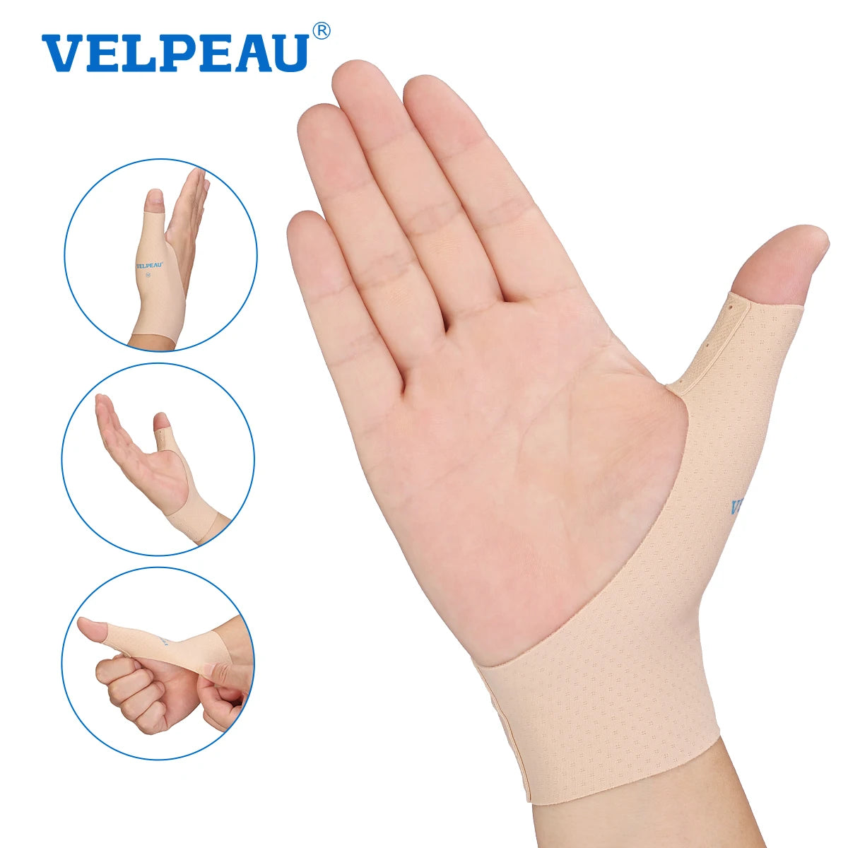 VELPEAU Thumb Compression Sleeve – Elastic Thumb Support Brace for Arthritis and Tendonitis Pain, Splashproof and Soft, 2 PCS