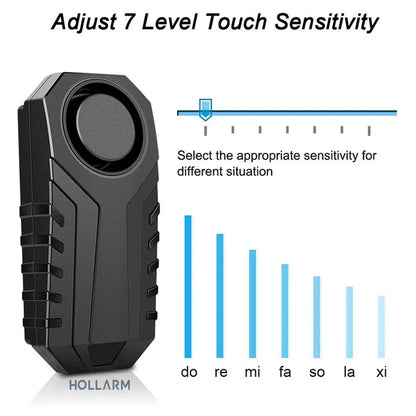 Hollarm Wireless Vibration Alarm for Bicycle and Motorcycle - IP55 Waterproof, Remote Control Anti-Theft Bike Detector System