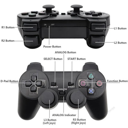 Wireless Controller for PS2/PS1, Dual Vibration Shock Gamepad for Sony PlayStation 2, USB PC Game Console Joystick