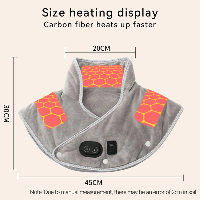 Heated Neck Heating Pad Wrap | USB Electric Shoulder Massager for Pain Relief, Office/Home Warming Tool