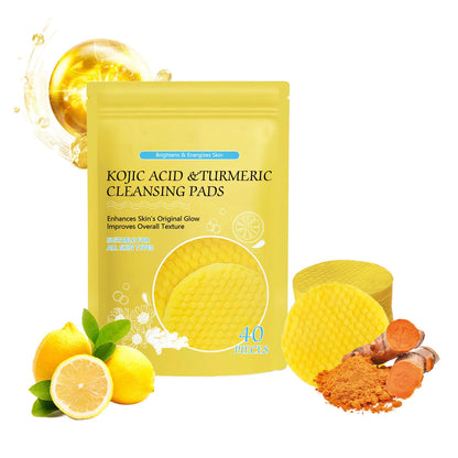 40-120pcs Turmeric and Kojic Acid Cleansing Pads - Exfoliating Facial Sponges for Deep Cleansing and Washing