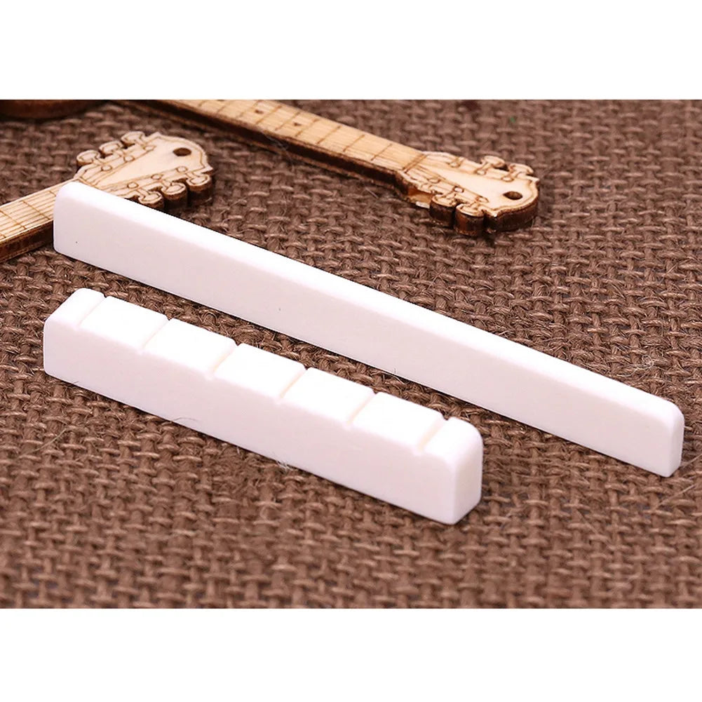 White Bone Bridge Guitar Accessories - 6 String Classical Guitar Saddle + Nut