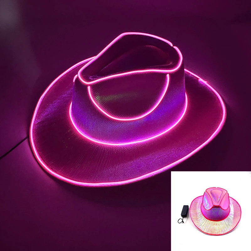 New Pearlescent Cowboy Hat - Glowing Cowgirl Cap for Dance Costumes, Neon Nightclub Decor