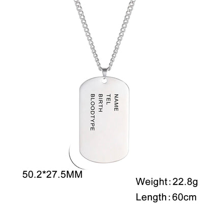 Personalized Military Dog Tag Necklace - Custom Stainless Steel Army Tactical Name Chain, Perfect War Gift for Men