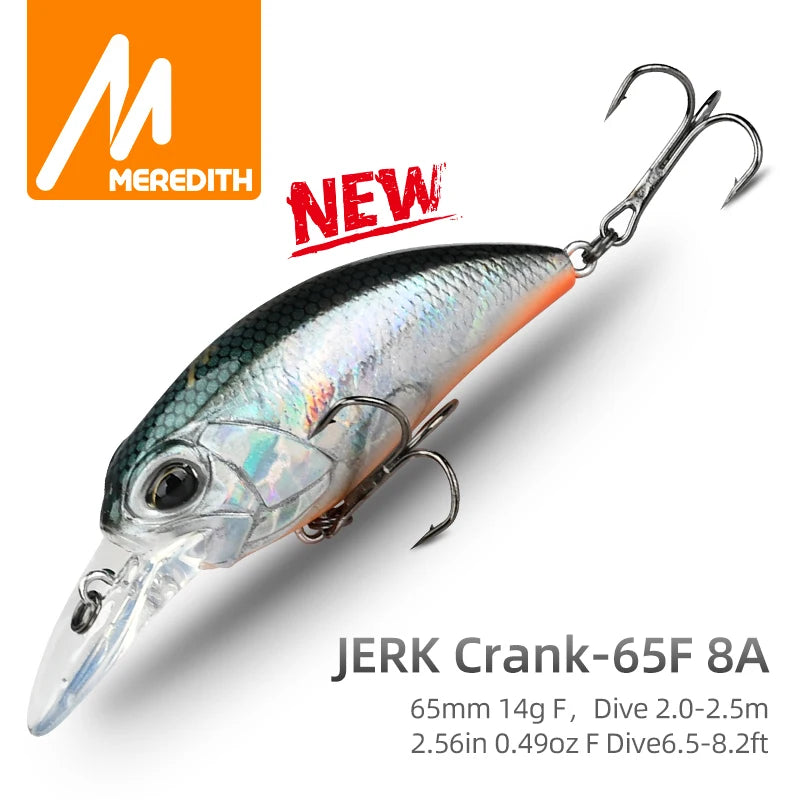 MEREDITH JERK CRANK M65 Floating Fishing Lure – 14g Hard Bait Wobbler in 11 Colors | Professional Quality with Depth of 2.0-2.5m