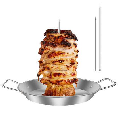 Stainless Steel Vertical Skewer: Metal Chicken Roaster Holder with Handle - Perfect for Steak, Beer, and Smoker Accessories