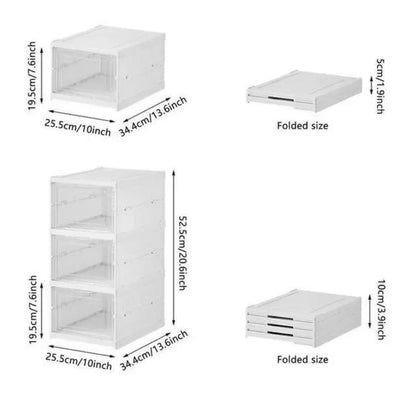 6 Layer Foldable Shoes Box - Dustproof, Thickened Plastic Sneaker Storage - Stackable Transparent Organizer Rack