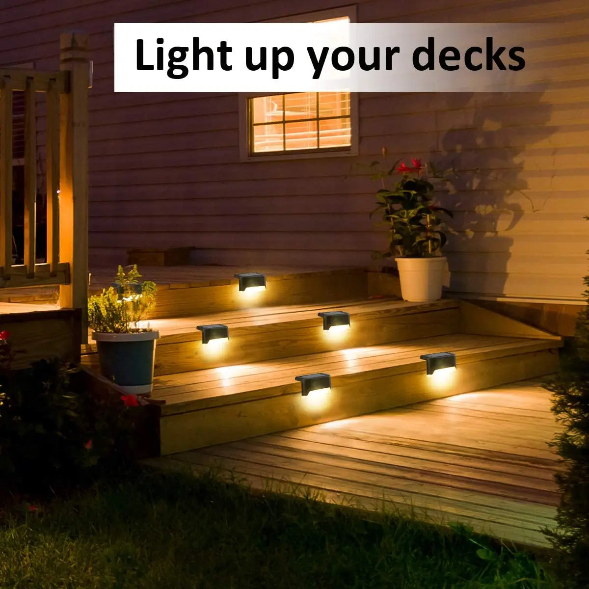 4/8/12/16pcs Solar LED Lights – Outdoor Garden Deck Lamp, Waterproof Solar Stairs and Step Light for Patio and  Garden Decor