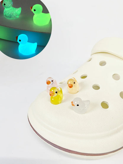 Fashionable Duck Design Shoe Decorations - 4pcs Glow In The Dark Accessories for Clogs