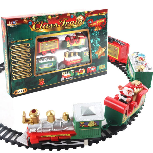 Christmas Realistic Electric Train Set - Easy to Assemble, Safe for Kids, Perfect Gift and Party Decoration for Xmas Tree