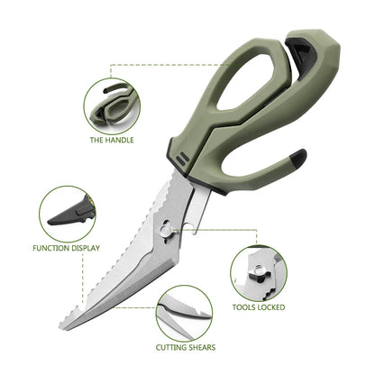 Premium Fishing Cutting Scissors – Heavy Duty Kitchen Shears with Detachable Stainless Steel Blades, Multi-Function Poultry Shears