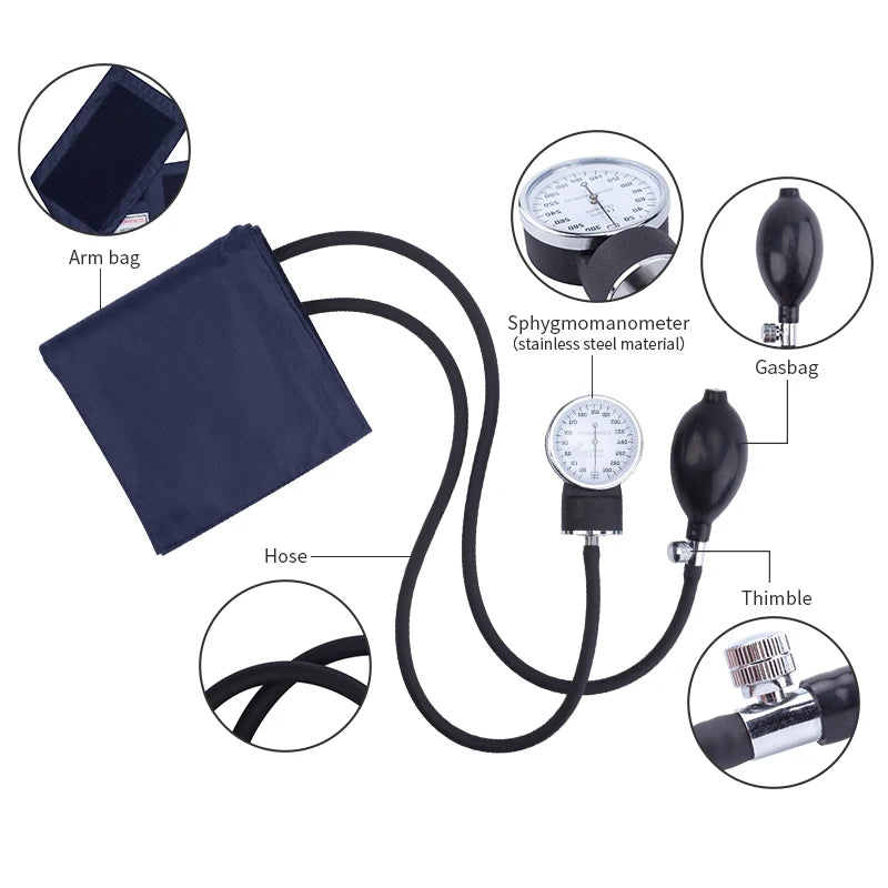 Manual Blood Pressure Monitor Kit: Double-Sided Stethoscope with Sphygmomanometer Cuff for Home Use - Medical Grade