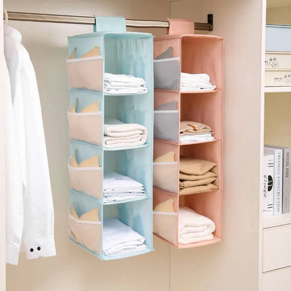 Non-woven Washable Wardrobe Hanging Bra Storage Bag - Multi-layer Folding Organizer for Underwear, Socks, Clothes Hanging Bag