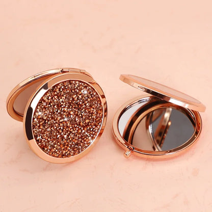 Bling Mini Makeup Pocket Mirror: Customizable Compact Cosmetic Mirror