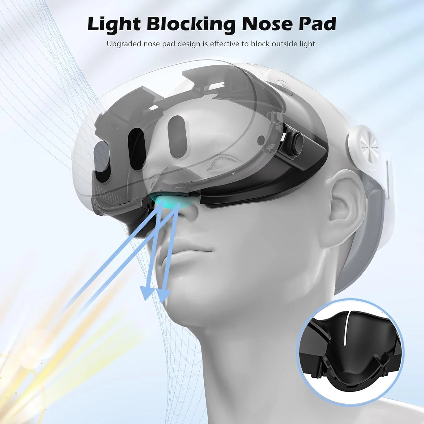 Adjustable VR Facial Interface Bracket for Meta Quest 3 – Face Cover with Anti-Light Nose Pad | Essential Meta Quest 3 Accessories