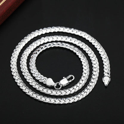 925 Sterling Silver 6mm Side Chain Necklace | 16/18/20/22/24 Inch | Fashion Jewelry for Women and Men | Perfect for Weddings and Engagements