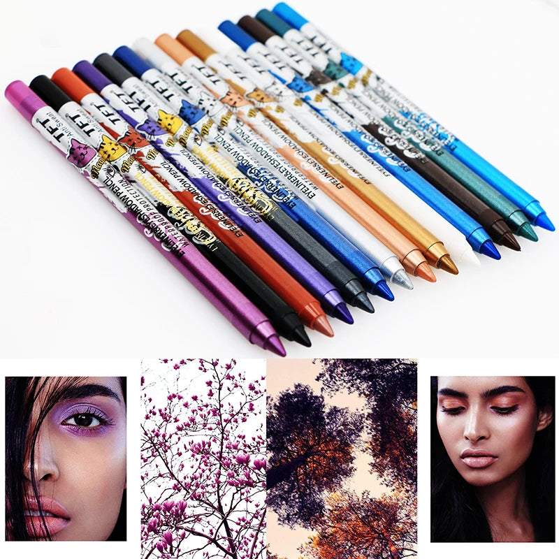 Quick-Dry Eyeliner Pencil – Colorful & Long-Lasting, Waterproof Eye Liner Pen in 14 Colors, No Blooming Blue & Pink Cosmetics