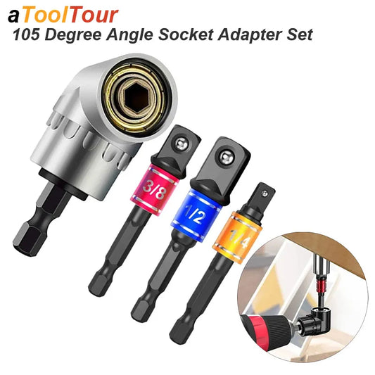 Impact Grade 105 Degree Angle Socket Adapter: Power Hand Tool Part Driver Extension Set - Screwdriver Holder Drill Nut Attachment