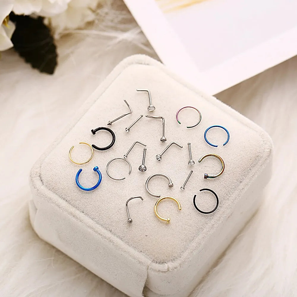 Fashion Punk Non-Nose-Piercing Septum Women's Jewelry: 22 Pcs Fake Nose Ring Earrings Suit