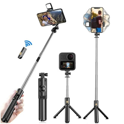 Wireless Selfie Stick Tripod Stand with Light: Bluetooth Remote Extendable Tripod for iPhone, Mobile Phone - TikTok Live Streaming