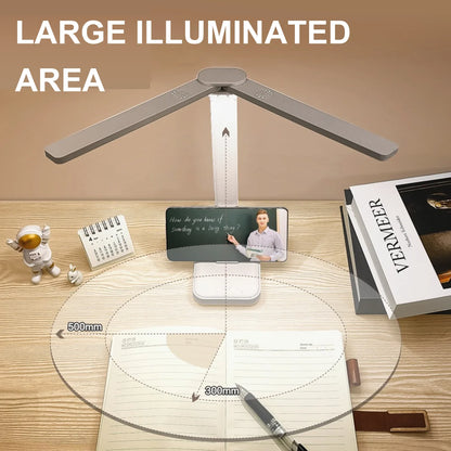 LED Desk Lamp: 3 Levels Dimmable Touch Night Light - USB Rechargeable, Foldable for Bedroom Bedside Desk