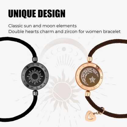 totwoo Long Distance Touch Bracelets for Couples – Light Up and Vibrate Features, Smart Sun and Moon Love Bracelets – Perfect Long Distance Relationship Gifts