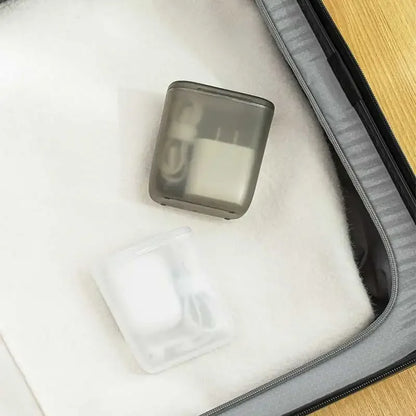 Desktop Data Cable Storage Box with Cover - Transparent Dustproof Mobile Phone Charger Container for Cable Wire Management in Office or Home