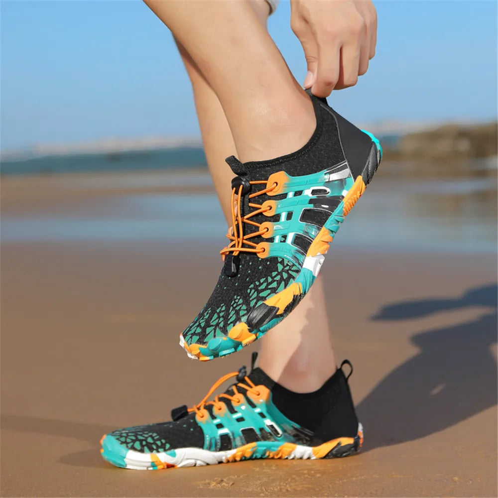 Men’s and Women’s Water Shoes – Upstream Wading, Swimming Barefoot Five Fingers, Colorful Beach Aqua Sneakers, Unisex