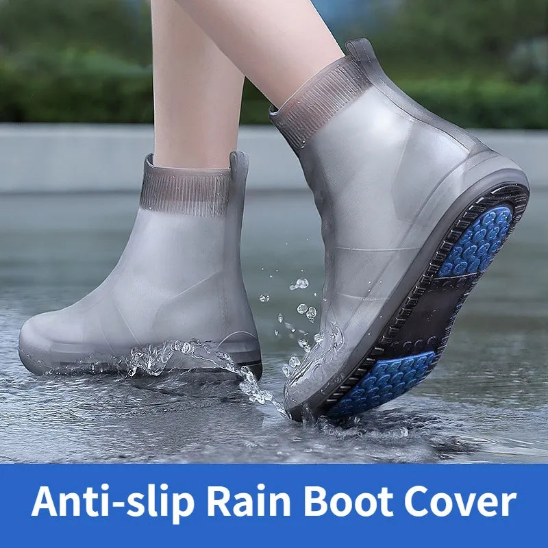 Intensified Reusable Silicone Rain Shoe Cover: Tall Tube Anti-Slip Outdoor Boot Cover for Waterproof Protection - Cubre Calzado Impermeable