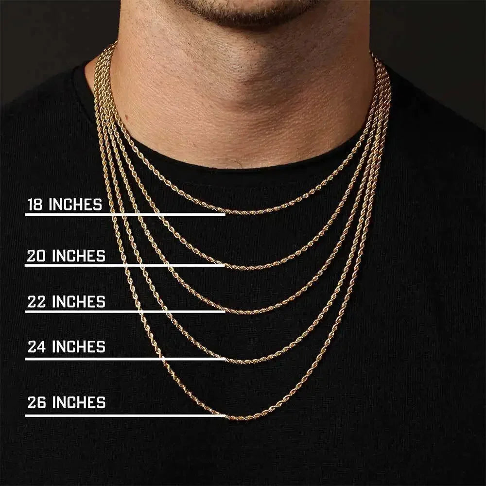 2-6MM Gold Twisted Rope Chain Necklace - Stainless Steel Waterproof Choker for Men and Women, Never Fade Fashion Jewelry