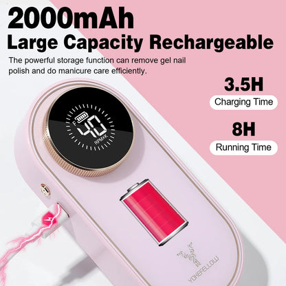 40000RPM Rechargeable Portable Nail Drill Machine - 2024 New Powerful Electric Nail File for Professional UV Polish Acrylic Gel Nails