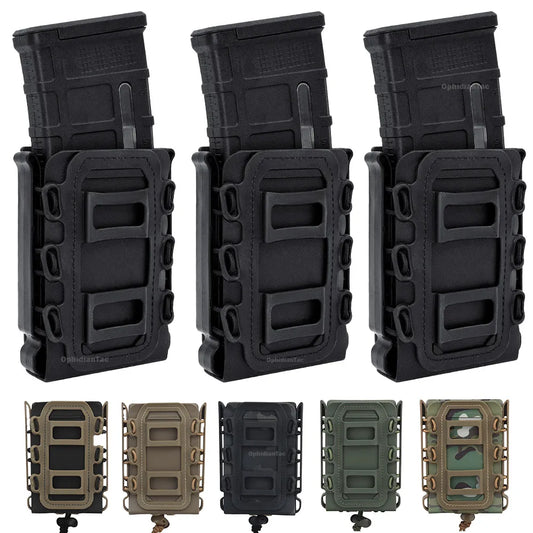 Tactical Fast Mag Flexible Molle | 5.56 Magazine Pouch Carrier | for AK 74/47 AR M4 | Rifle Pistol Magazine Holder | 5.56/7.62 Mag Pouch