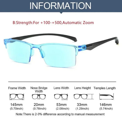 Smart Automatic Zoom Anti-Blue Light Reading Glasses - Adjustable Optical Spectacles for Men and Women. Computer Glasses