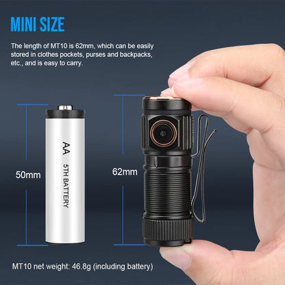 Trustfire MT10 EDC Flashlight | 1000 Lumen Rechargeable LED Lamp | USB-C Charging Torch | Mini 16340 | IPX8 Waterproof Work Light