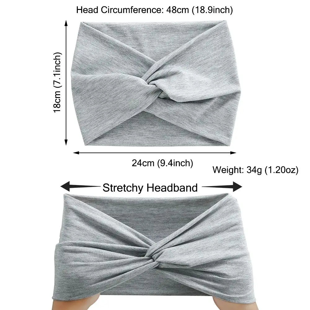 Extra Large Twisted Headbands - Thick Wide Turban Head Wraps for Women's Workouts and Hair Accessories