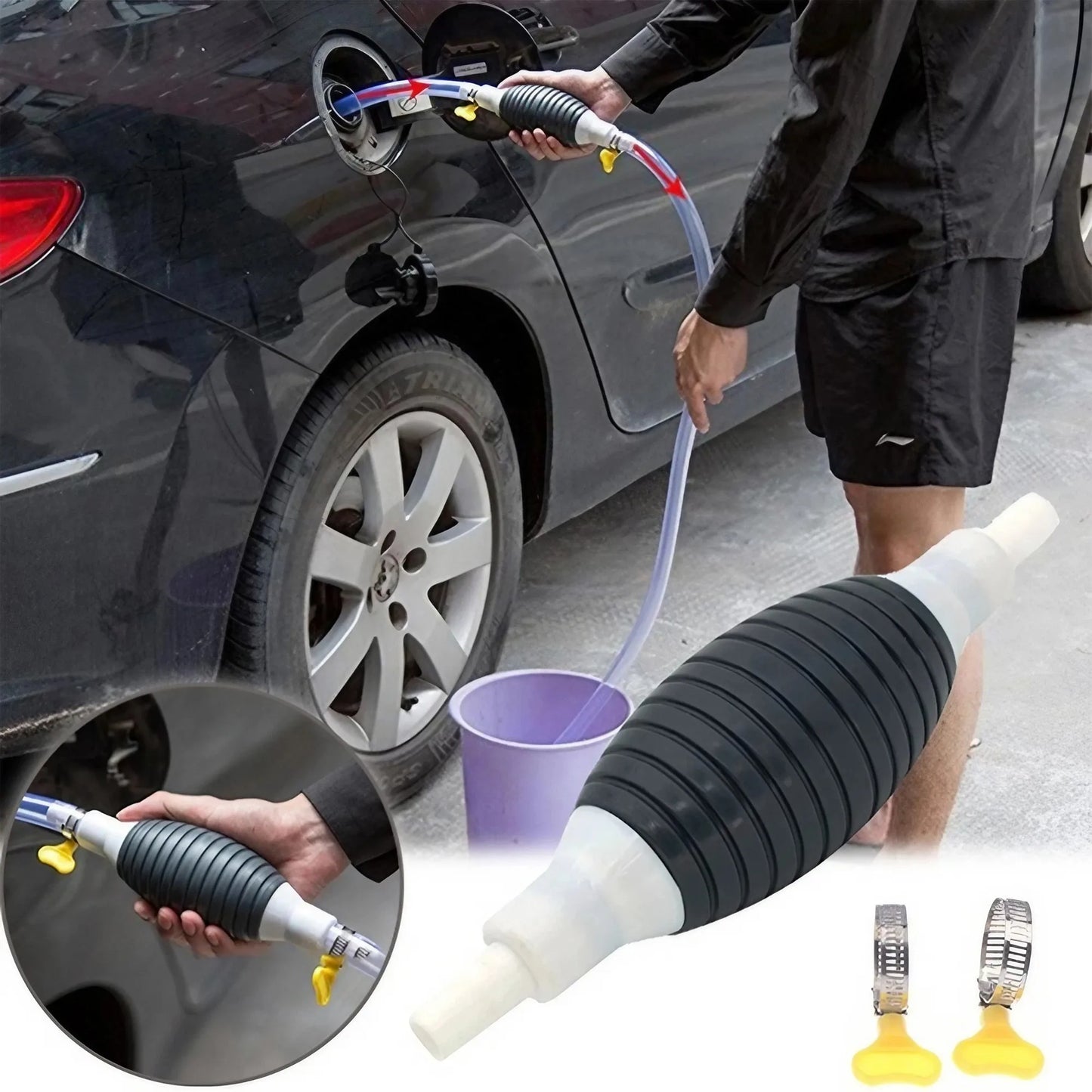 Car Fuel Gas Hand Primer Manual Pump - Fuel Line Transfer Tool for Fuel Pumps