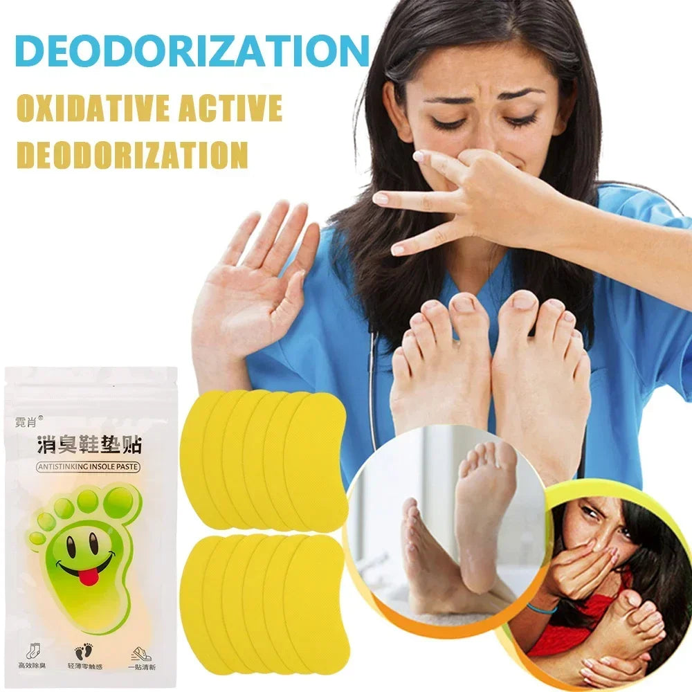 12/48pcs Shoes Odor Remover – Lemon Deodorant Patch & Antibacterial Insole Stickers for Athlete’s Foot, Antiperspirant Foot Care