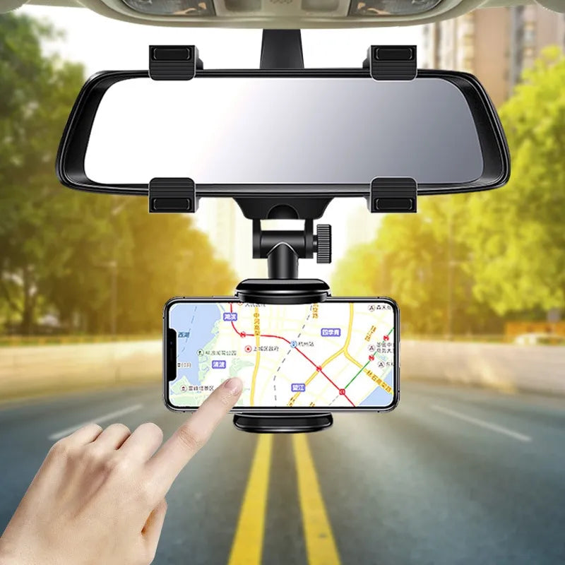 Foldable Car Rearview Mirror Mount Phone Bracket - Navigation GPS Stand, Adjustable Phone Holder for Car Accessories